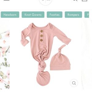 SOLID MAUVE BAMBOO BABY KNOT GOWN & HAT